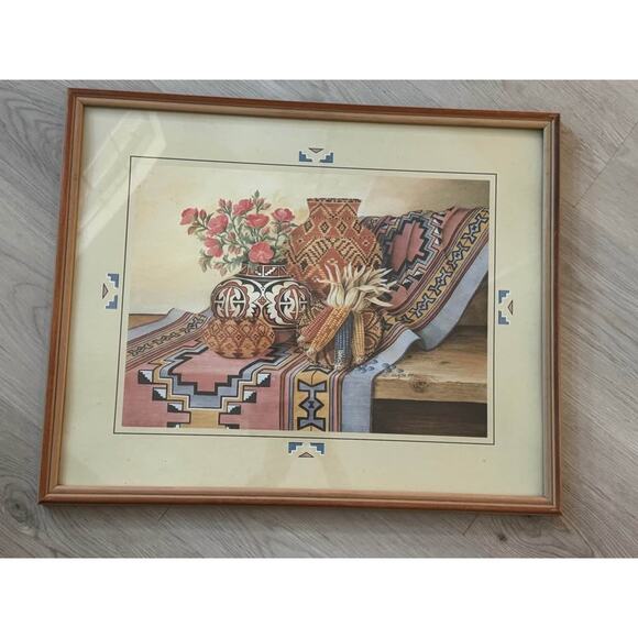 Wolf M. Otto Vtg Native American Southwestern Pottery Navajo Framed Art Print - Picture 3 of 5